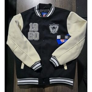 NFL Oakland Raiders Varsity Style Bomber Jacket Mens Size Medium